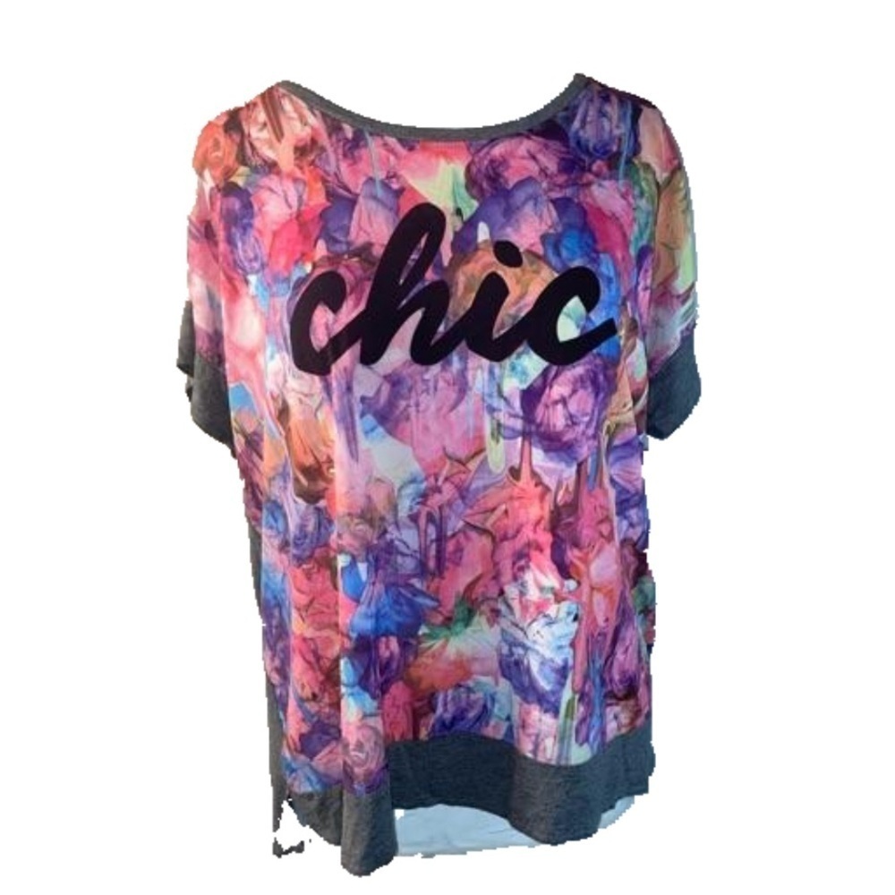 Fabulous/Fabulant Women's Apt.9 Assymetrical Colorful Splotches and Grey Back